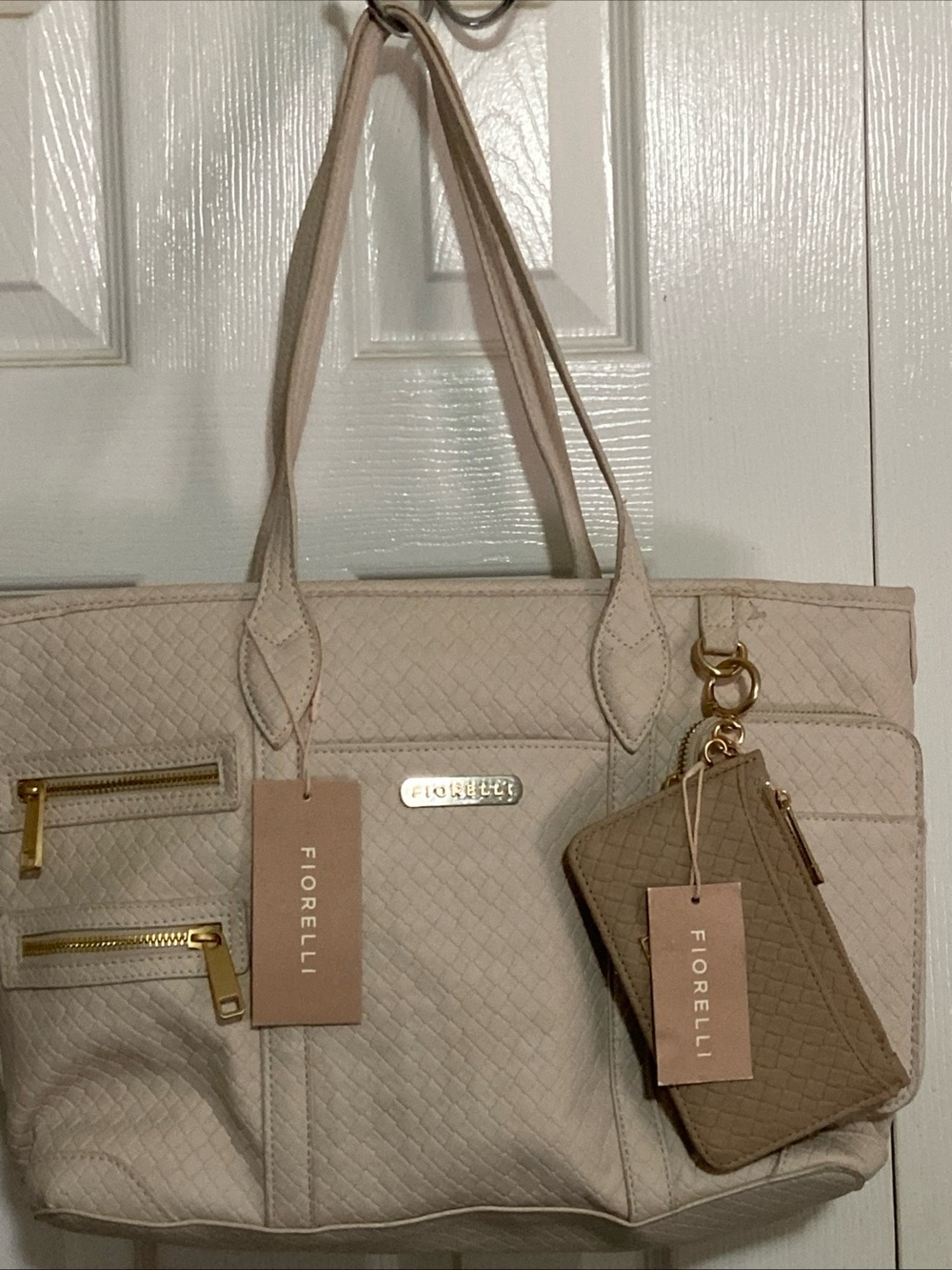 Fiorelli Quilted Shoulder Tote in Light Beige
